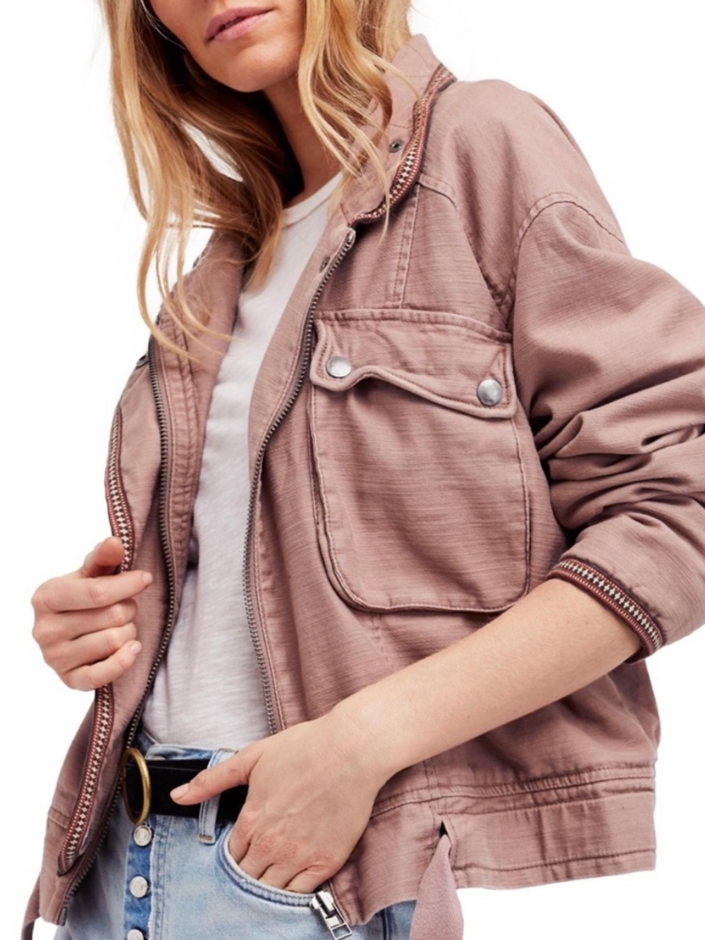 Free People Flight Line Bomber Jacket Mauve Size Medium